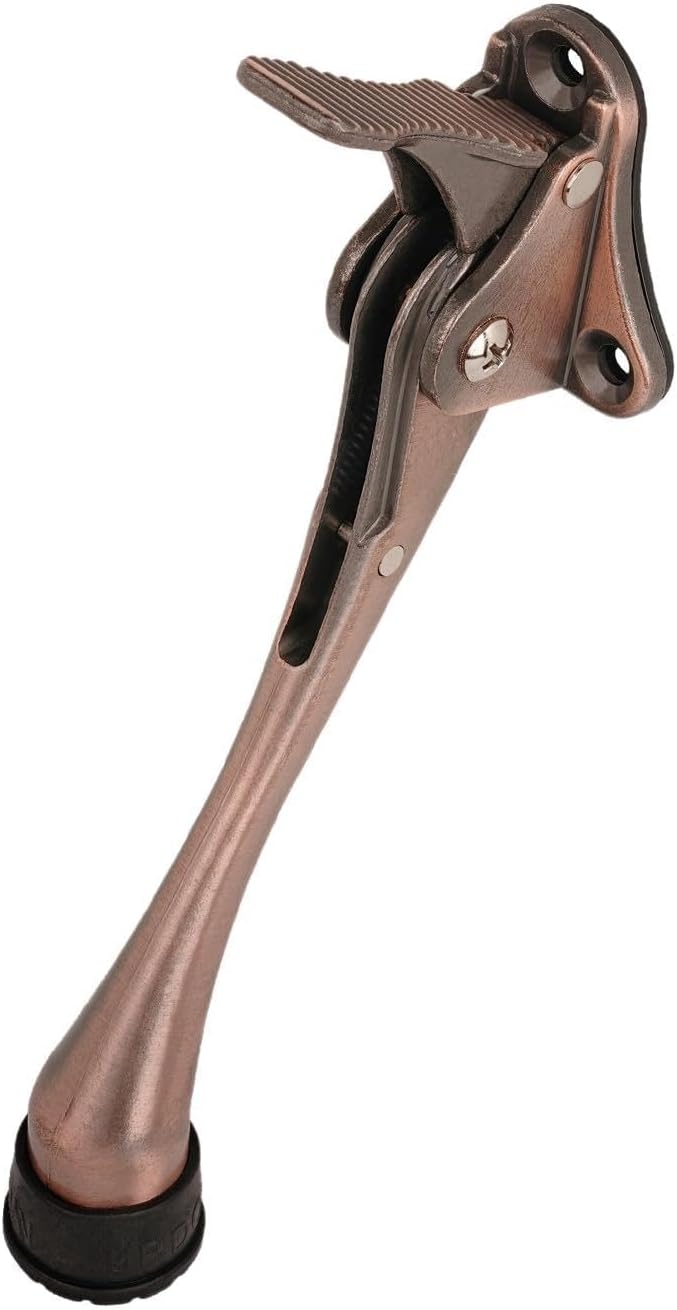 One Touch Kickdown Door Stopper, Door Holder, Heavy Duty Door Stops, Bottom of Door, Height-Adjustable Rubber Tips by HASHI (Antique Bronze 6 inch x 1pack)