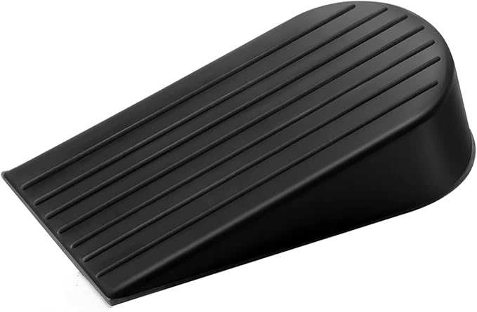 Crosize Black Extra Large Door Stopper, High 1.9 Inches Big Door Stop for Floor Rubber Doorstop Wedge, Door Gaps and Prevent The Lock-Outs, Floor Sturdy Door Stops for Heavy Duty Bottom of Doors