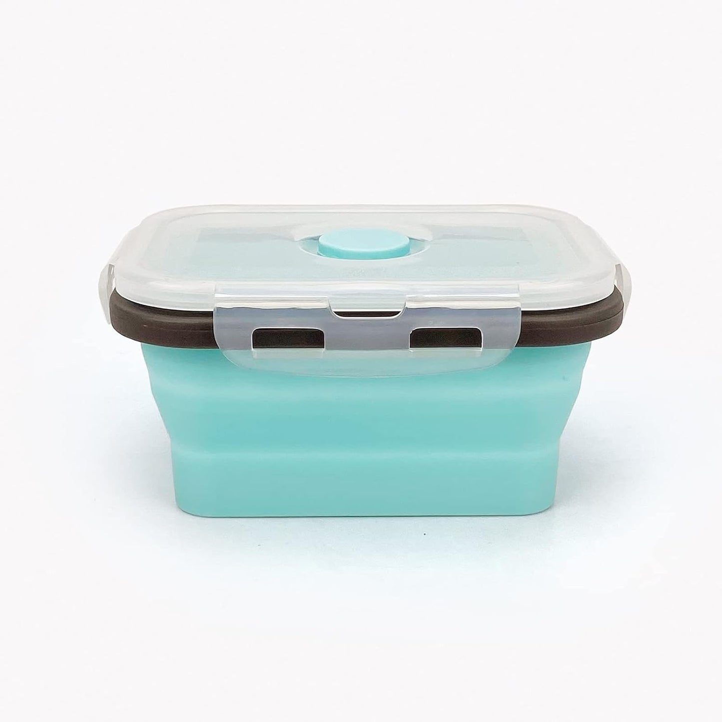 CCyanzi 3piece Collapsible Food Storage Containers with Lids, Silicone Lunch Container, Microwave & Freezer Safe, Space Saving for Kitchen Cabinet and Camping Backpack,(blue gray)