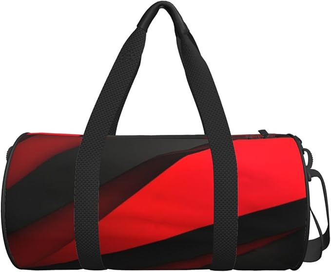 Red Black Sports Gym Bag for Women Men Travel Duffel Bag Tote Weekender Bag Canvas Carry on Overnight Bag for Travel Swimming Fitness Workout Sports Duffle Bag