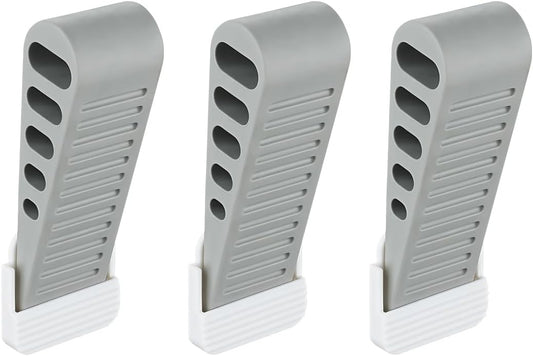 JQK Rubber Door Stopper Wedge, Grey 3 Pack Soft TPR Premium Door Stops for Bottom of Heavy Duty Door on Tile, Concrete, Carpet, Wooden Floor, DSB61-GY-P3