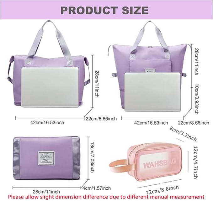 Large Capacity Travel Bag, Foldable Travel Bag, Expandable Travel Duffel Bag, Collapsible Waterproof Large Capacity Travel Handbag, Overnight Bag for Women and Man