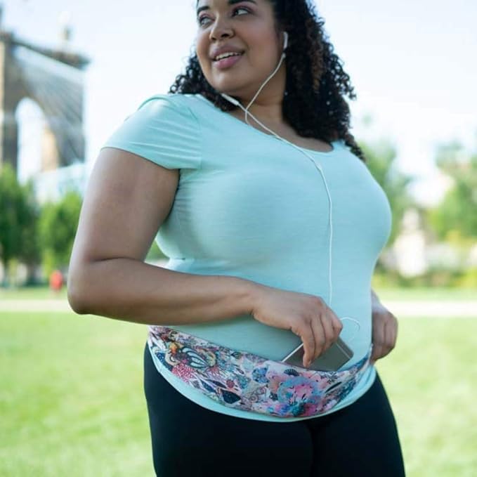 BANDI Plus Size Fanny Pack for Women - Travel-Ready Pocket Belt with Secure Hidden Money & Running Belt for Phone, Passport, Keys, & Medical Devices, Adjustable Fit, Comfortable (Coral Reef)