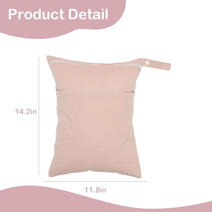 Wet Dry Bag Reusable Waterproof Swimming Bag Travel Beach Pool Yoga Gym Bag for Baby Cloth Diaper Swimsuits Wet Clothes Two Zipper Pockets 3 Pack Pink Brown Pink Floral 3L05