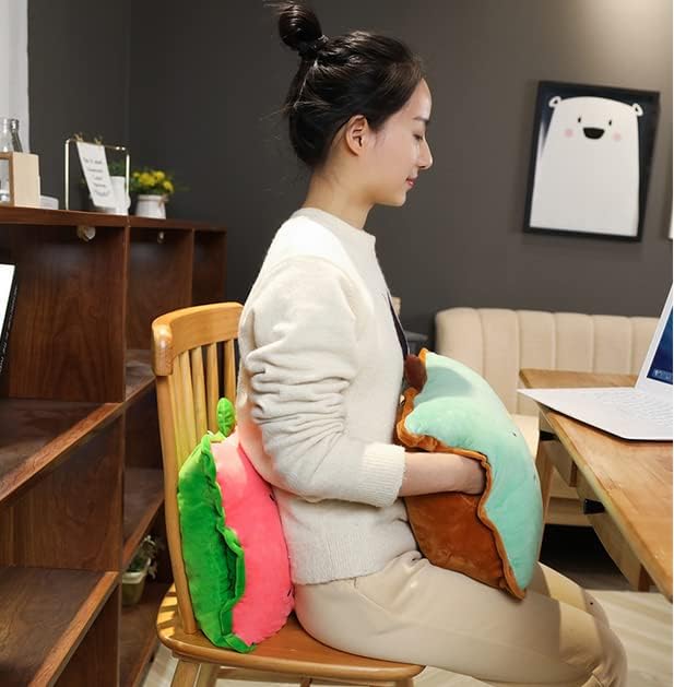 Rikyo 15" Stuffed Fruit Travel Blanket and Pillow Set,3 in 1 Plush Stuffed Hugging Pillow with Warming Hands Pillow Blanket for Kids Gift Travel Airplane Train Bed Office Nap (Cactus - Green)