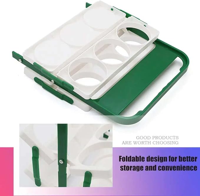 Collapsible Water Bottle Carrier,Portable 6 Holes Drink Carrier for Delivery,Reusable Plastic Beer Bottle Coffee Cup Holder with Handle for Catering Restaurant Travel Car,Green & White