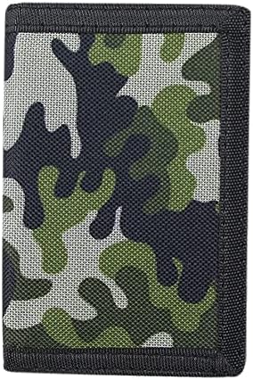 NEICY RFID Blocking Canvas Wallet for Men and Women - Camo Trifold Outdoor Sports Wallets with Magic Sticker for Teen Kids (Camo Green)