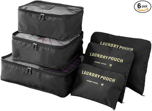 Portable Packing Cubes - Perfect Luggage Organizer Bags, Packing Cubes for Suitcases, Compression Packing Cubes, Travel Bags Organizer for Luggage, Luxurious Travel Cubes, Black