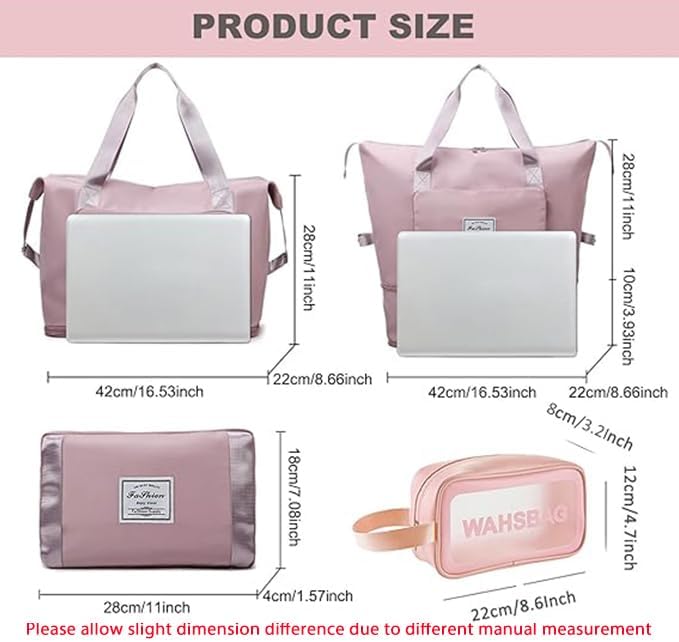 Large Capacity Travel Bag, Foldable Travel Bag, Expandable Travel Duffel Bag, Collapsible Waterproof Large Capacity Travel Handbag, Overnight Bag for Women and Man