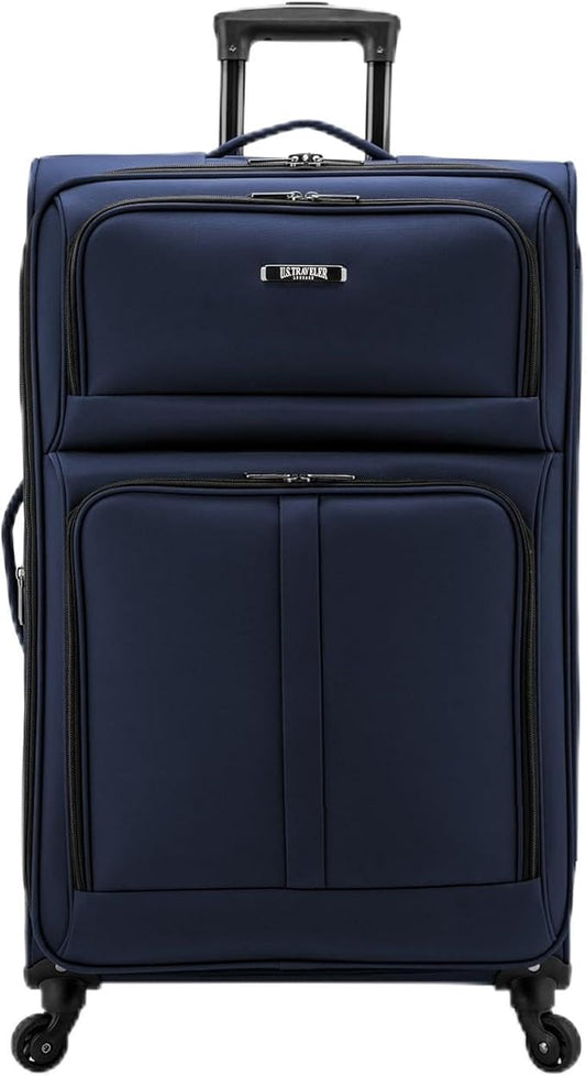 U.S. Traveler Anzio Softside Expandable Luggage with Spinner Wheels, Navy, 30-Inch Large