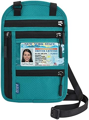 Passport Holder for Travel, RFID Travel Pouch Neck Wallet, Waterproof Passport Wallet for Women and Men, Lake Blue