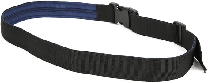 Anti Theft Money Belt with Zippered Concealed Pocket, Sports Waist Bag for Running Outdoor Travel, Black Polyester Wallet Belt with Secure Release Buckle for Men Women (3CM)