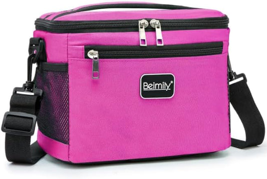 Generic BEIMILY Lunch Bag for Women/Men,Reusable Lunch Box Small Cooler Bag Soft Sided,Leakproof Cooler Bag for Office Work Picnic Beach with Adjustable Shoulder Strap (dark pink), 2311A