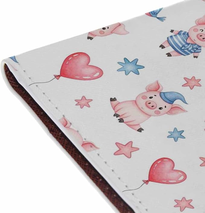 Cute Pig Passport Holder for Travel Love Happy Fashion Art PU Leather Passport Cover Wallet Cute Passport Card Holder for Women and Men