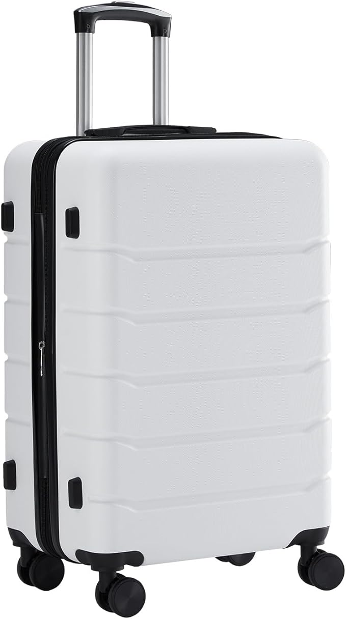 Sweetcrispy Carry on Luggage, Hard Shell ABS Suitcase with Double Spinner Wheels, Lightweight Expandable Rolling Suit Case with TSA Lock, 20 Inch Cream White