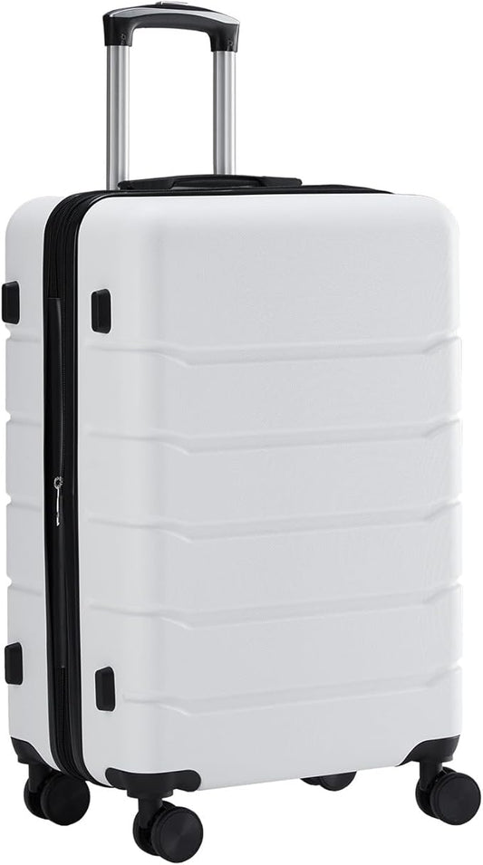 Sweetcrispy Carry on Luggage, Hard Shell ABS Suitcase with Double Spinner Wheels, Lightweight Expandable Rolling Suit Case with TSA Lock, 20 Inch Cream White