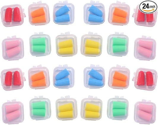24 Sets Soft Foam Earplugs Noise Cancelling Ear Plugs Sound Blocking Earplugs Hearing Protection Ear Plugs with Case