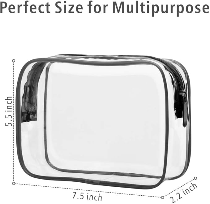 PACKISM TSA Approved Toiletry Bag 3 Medium - Quart Size Clear Makeup Bag for Carry On, Airport Security Compliant Clear Travel bag for Toiletries with Reinforced Seams, Black White Grey