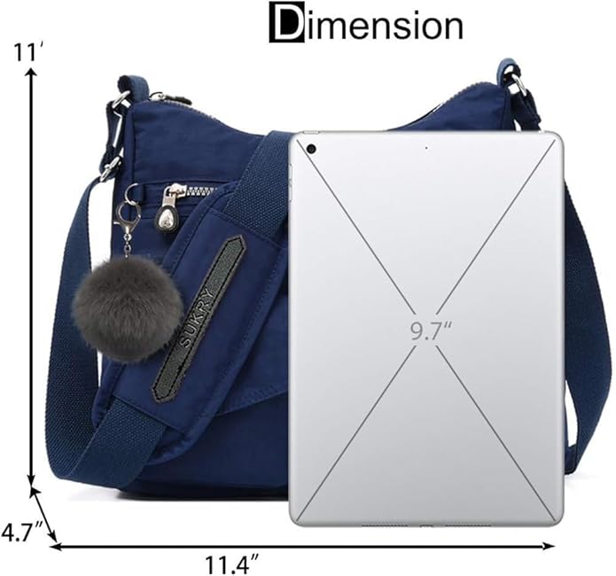 SUKRY Nylon Crossbody Bag for Women with Anti theft RFID Pocket, Waterproof Shoulder Bag Travel Purses and Handbag