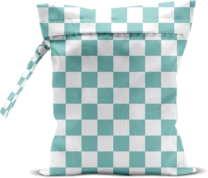 Wet Bag for Swimsuit, Beach Travel Essentials Wet Dry Bag, for Sunscreen Toiletry Dirty Clothes Yoga Gym Diaper, Friends Summer Beach Vacation Gifts. Blue white plaid