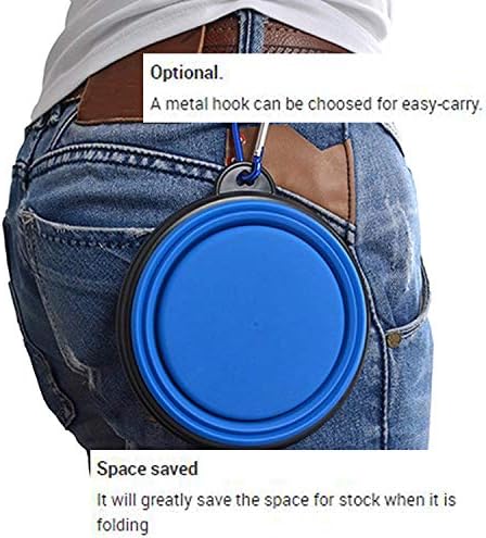Collapsible Portable Silicone Big Dog Bowls,2 Pack,34 oz/Each Bowl,Silicone Basic Bowl with Plastic Rim and D-Ring,Foldable Travel pet Feeder,Portable Basic Bowl for Dog (Green)