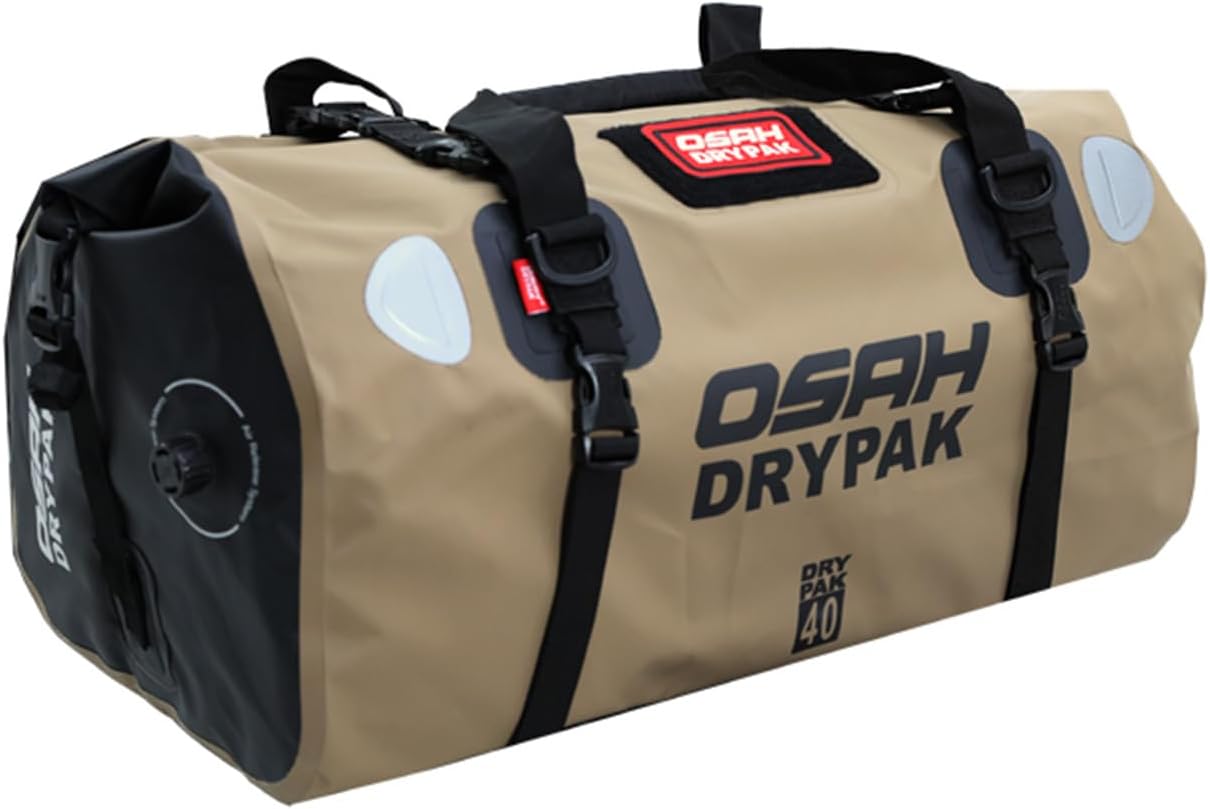 Waterproof Duffel& Luggage Bag - Motorcycle Dry Bag Tail Saddle Bags with Roll Top Closure,Large Storage Space,for Camping, Kayaking, Fishing & Traveling(MudBrown, 40L)