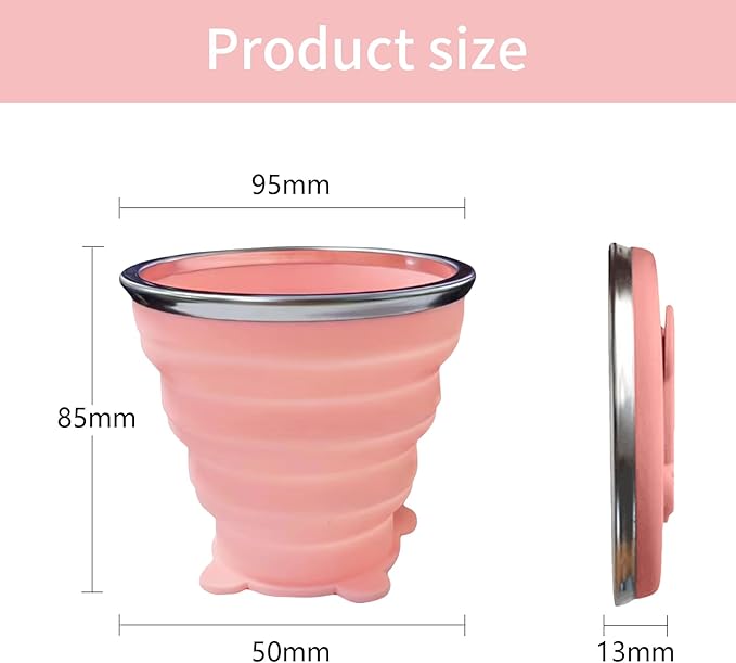 Collapsible Cups-Silicone Foldable Cup-Expandable Folding DrinkingCup Reusable Portable Mugs-Cup For Travel, Camping, Hiking, Beach, Holiday Vacation, Outdoor Sports (PinkSkyBlue)