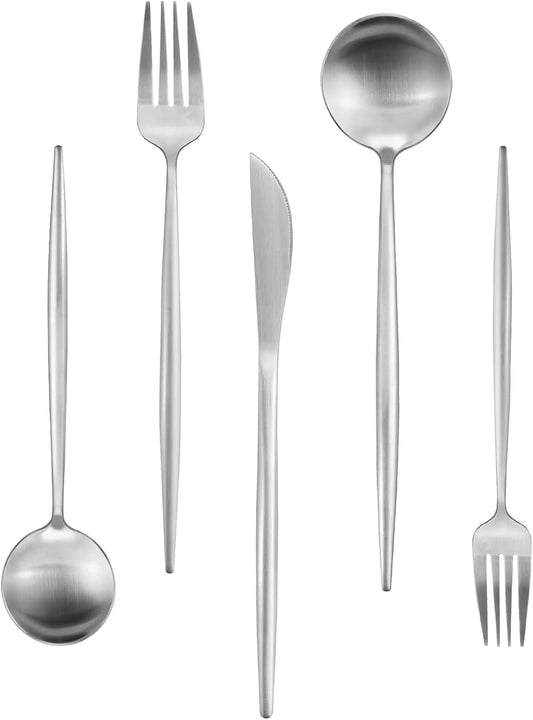 20-Piece Stainless Steel Silverware Set - Tableware Cutlery for 4, Satin Finished & Dishwasher Safe