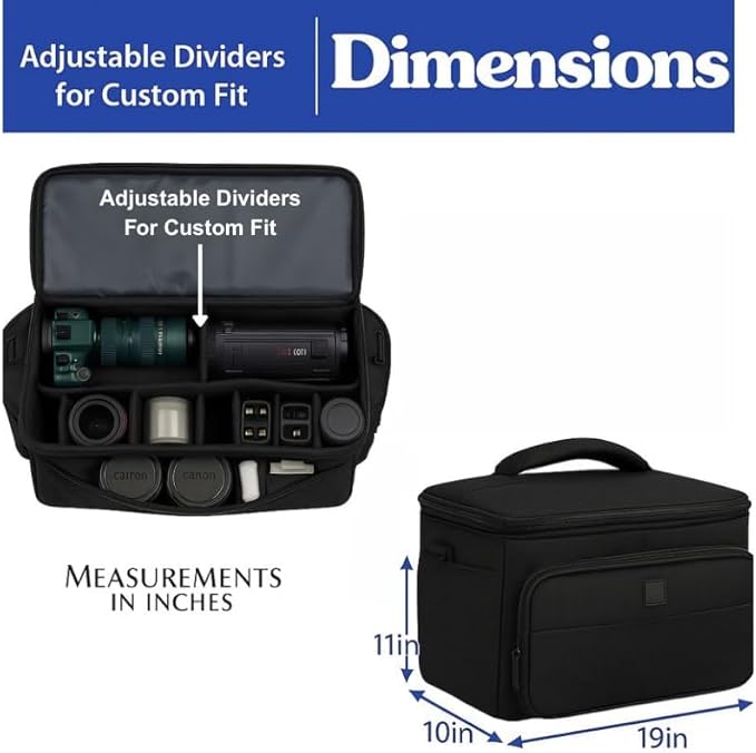 Extra Large Soft Padded Water Resistant Camcorder Equipment Gadget Bag/Case for Canon XA10, XA20, XA25, XH-G1s, XL2 and More Cameras Camcorders and DSLR