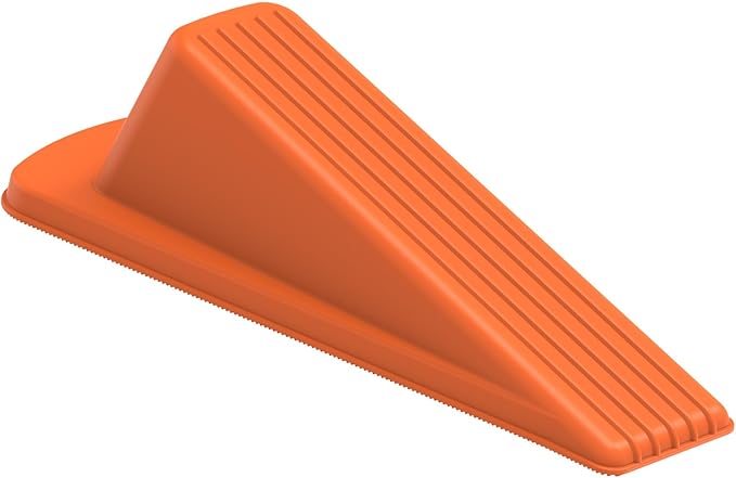 Crosize Door Stoppers for Bottom of Door, Premium Rubber Door Stops, Sturdy Door Wedge for Carpet, Tile, Concrete, Wood, Door Holder for Heavy Duty Door (Orange, 1 Pack)