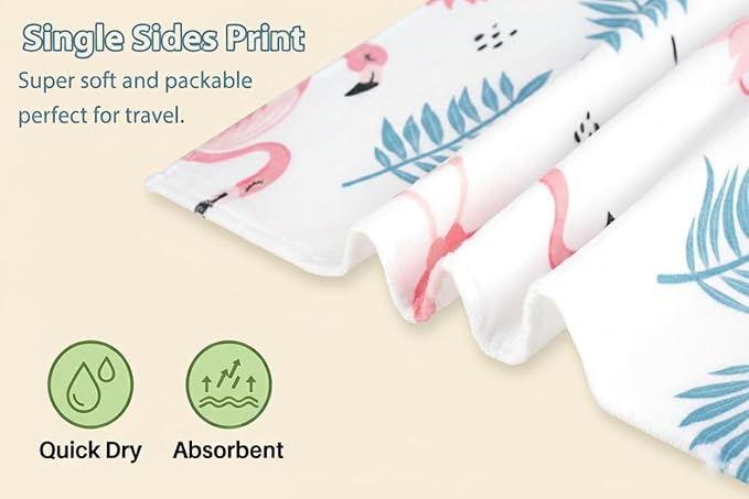 LIVILAN Flamingo Beach Towel, 30" x 60" Oversized, Lightweight Microfiber, Quick Dry, Sand Free, Perfect for Pool, Swim, Bath, Cute White Chalk Paint Design, Ideal Flamingo Gifts