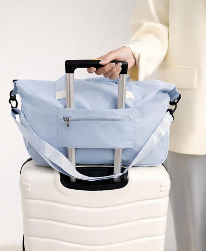 J&G Waterproof Gym Duffel Bag – Lightweight Travel & Sports Bag with Shoe Compartment and Wet Pocket for Men & Women – Carry-On Weekender for Gym, Beach, Trips – 8 Colors (Light Blue)