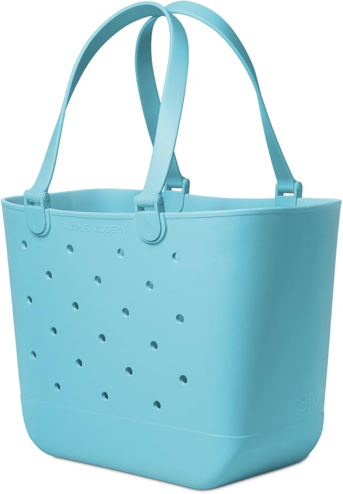 Simple Modern Extra-Large Beach Bag | Waterproof Getaway Rubber Tote with Zipper Pocket for Travel, Pool, Boat, Groceries, Sports | Nantucket Tides | Extra-Large, Waterproof, Getaway, Zipper Pocket, Travel