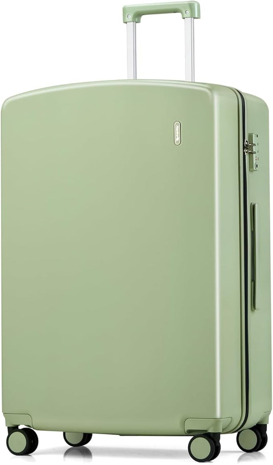 Hanke 28 Inch Luggage with Spinner Wheels Lightweight PC Hard Shell Suitcases, Large Checked Luggage with TSA Lock, Hardside Checked-Large 28" Rolling Suitcases for Travel(Bamboo Green)