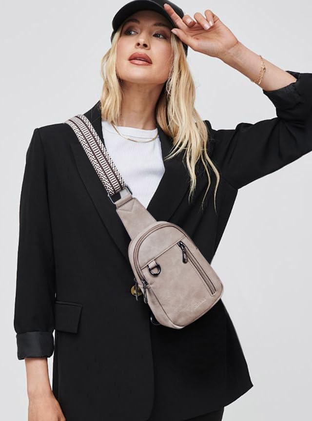 Womens Sling Bag Crossbody Bags for Women Vegan Leather Sling Backpack Daypack Fanny Pack Crossbody Purse Travel