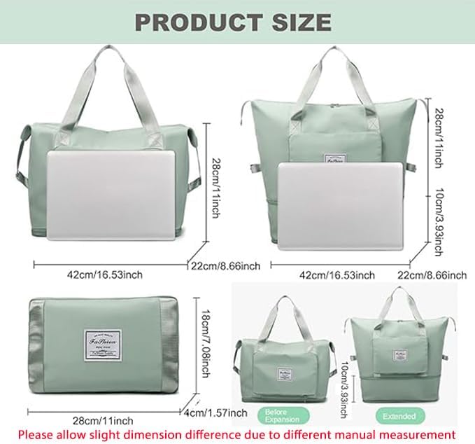 Large Capacity Travel Bag, Foldable Travel Bag, Expandable Travel Duffel Bag, Collapsible Waterproof Large Capacity Travel Handbag, Overnight Bag for Women and Man