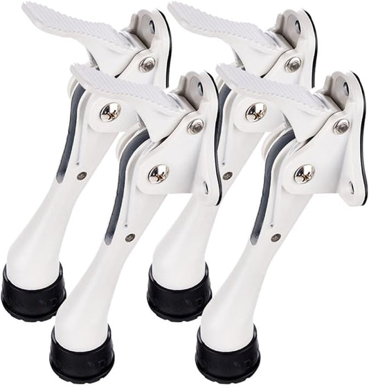 One Touch Kickdown Door Stopper, Door Holder, Heavy Duty Door Stops, Bottom of Door, Height-Adjustable Rubber Tips by HASHI (White 4 inch x 4pack)