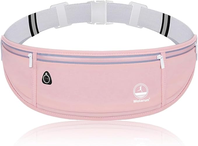 Running Belt Fanny Packs for Women, Slim Belt Bag Jogging Pocket Money Belt Phone Holder Waist Pack for Running Hiking Traveling - Pink