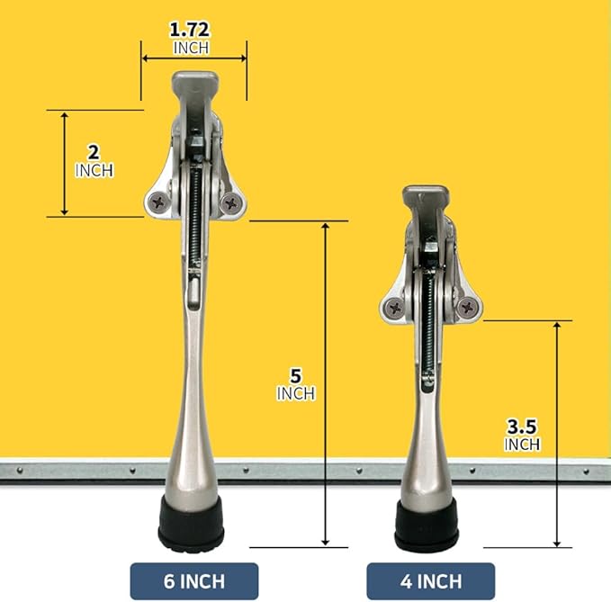 One Touch Kickdown Door Stopper, Door Holder, Heavy Duty Door Stops, Bottom of Door, Height-Adjustable Rubber Tips by HASHI (White, 6 inch x 1pack)