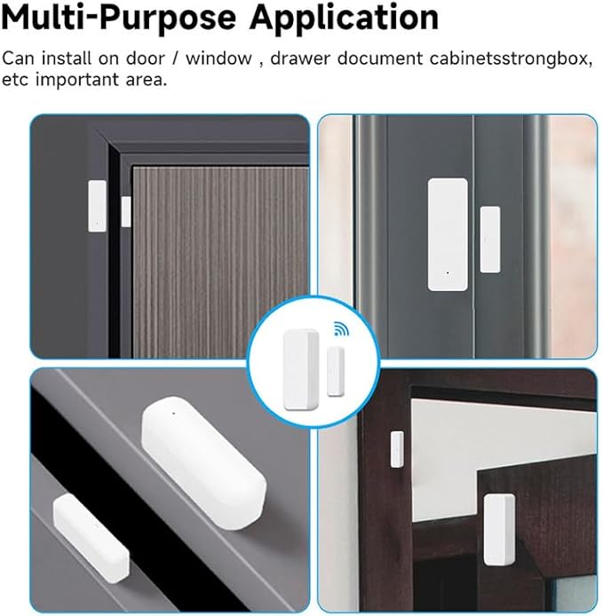 WiFi Door Window Sensor,Smart Door Open/Closed Detector with App Alert,Wireless Entry Detector Sensor Alarm for Home Security&Automation (4Pack)