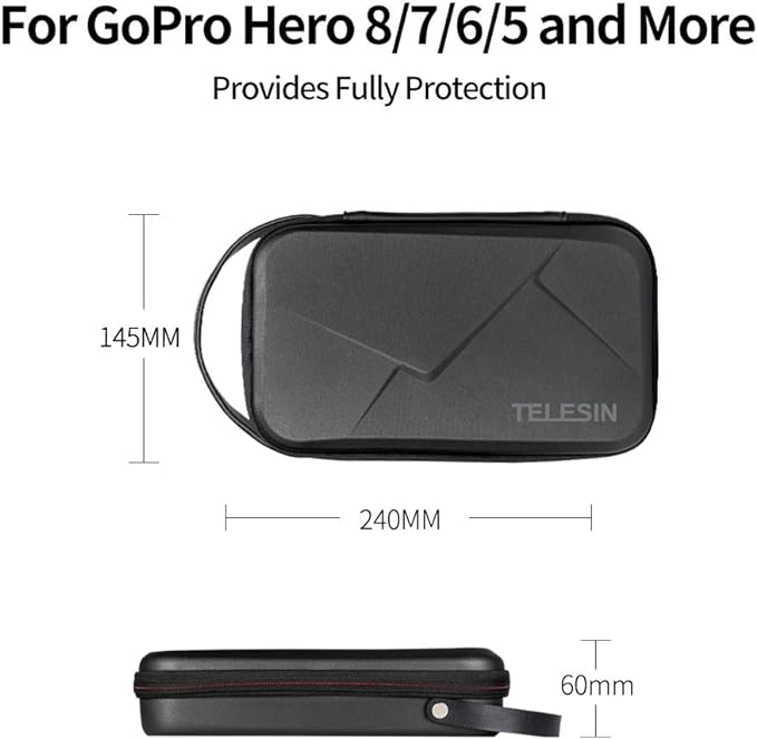 TELESIN Carry Case Waterproof Hard Carrying Bag for GoPro Max Hero 13 12 11 10 9 Insta360 X5/X4/X3 Ace Pro 2 Go Ultra DJI Osmo Action 6/5pro/4/Pocket 3/Nano EDC Tech Pouch Camera Accessories