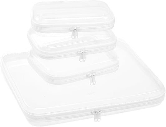 Clear Hard Shell Zipper Pouches, Clear Zipper Bags, Hard Case Pouches for Purse & Diaper Bag Organizer,and Travel Essentials (XXL+3M)