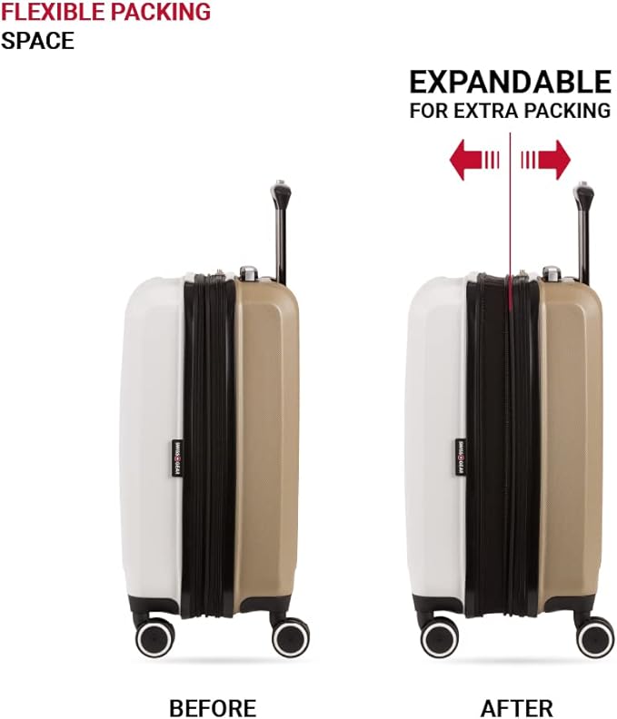 SwissGear Duet Expandable Luggage, Hard Shell Carry-On Luggage with Spinner Wheels