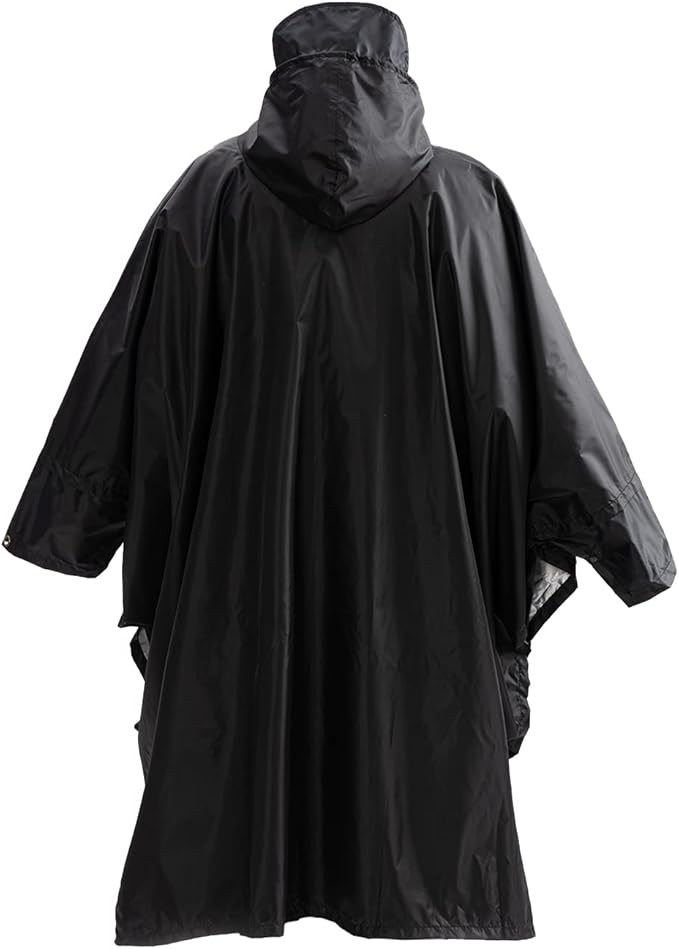Cosmine Hooded Rain Poncho for Adult with Pocket, Waterproof Lightweight Unisex Raincoat Jacket for Hiking Camping Emergency