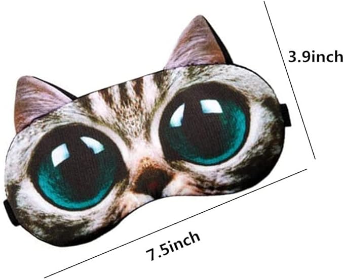 Cute Animal 3D Funny Sleep Eye Mask Eye Cover for Women, Cat Dog Soft Blindfold Sleeping Mask Eyeshade for Plane Travel Office Nap (2 Pack)