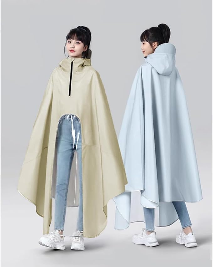 Rain Poncho Bike Bicycle, Reusable Round Electric Scooter Rain Poncho with Clear Panel, Unisex for Hiking Travelling
