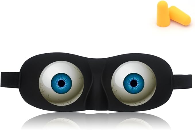 Tphon Eye Sleep Mask Funny Blindfold for Women Men Kid, Upgraded 3D Contoured 100% Blackout Sleeping Mask with Adjustable Strap, Soft Night Blindfold Eye Shades for Travel Naps Shift Works Games