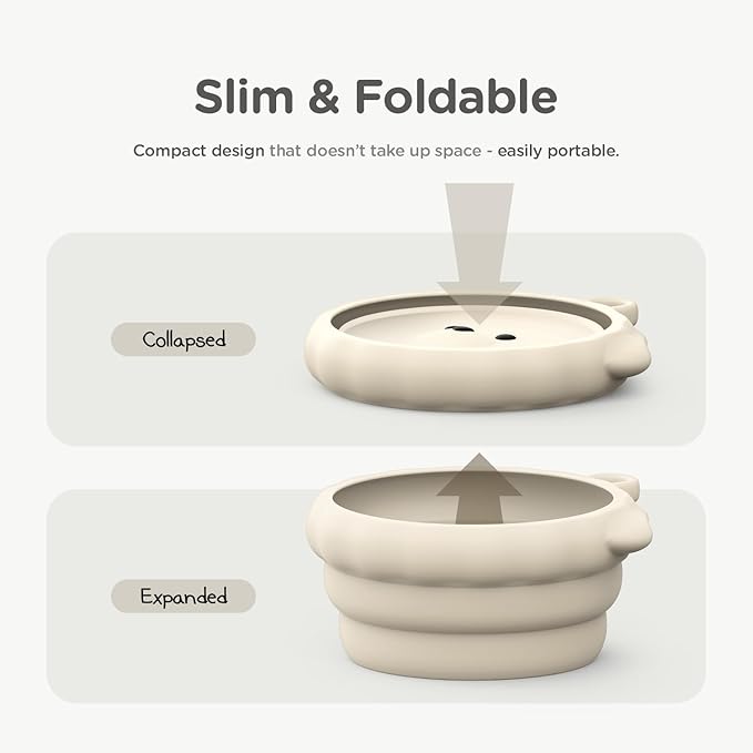 Silicone Collapsible Dog Bowl for Travel, Portable Water Bowl for Dogs Cats, Foldable Food Water Bowl for pet, Camping, Traveling, Walking, Carabiner Included, BPA Free, Dishwasher Safe