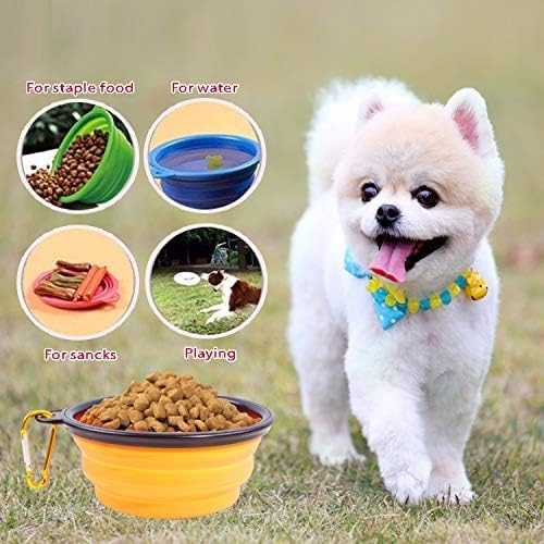Collapsible Portable Silicone Big Dog Bowls,2 Pack,34 oz/Each Bowl,Silicone Basic Bowl with Plastic Rim and D-Ring,Foldable Travel pet Feeder,Portable Basic Bowl for Dog (Blue)