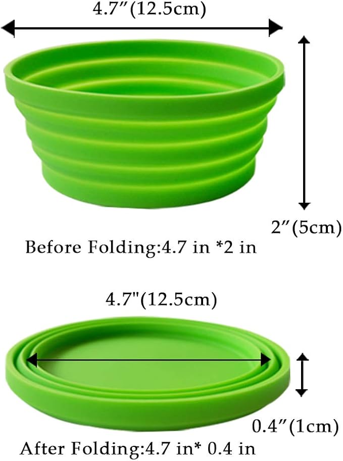 Ecoart Silicone Expandable Collapsible Bowl for Travel Camping Hiking (Green(S))